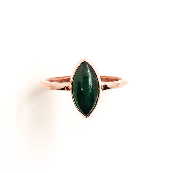 Dark Green Agate & Copper Stacking Ring