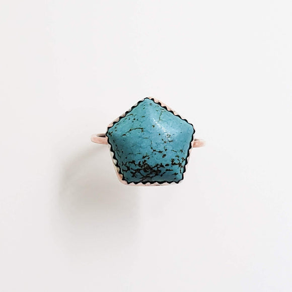 Turquoise & Copper Pentagon Stacking Ring