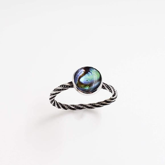 Paua Shell & Sterling Silver Stacking Ring