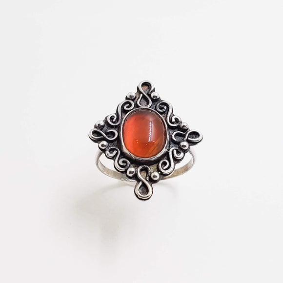 Sterling Silver and Carnelian Statement Ring