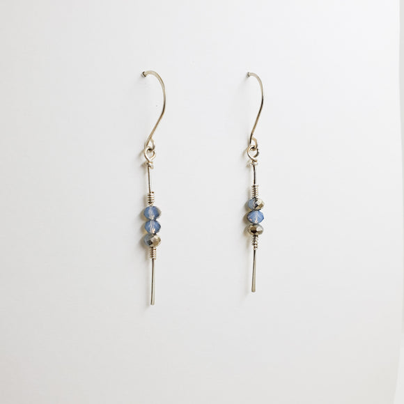 Stiletto Earrings-White Crystal and Sterling Silver
