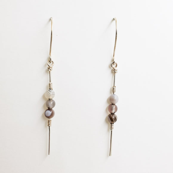 Stiletto Earrings-Sterling Silver and Botswana Agate