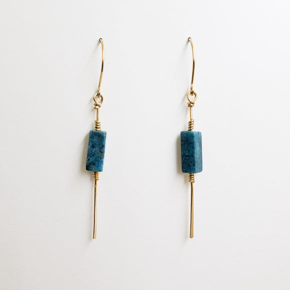 Stiletto Earrings-Turquoise and Brass