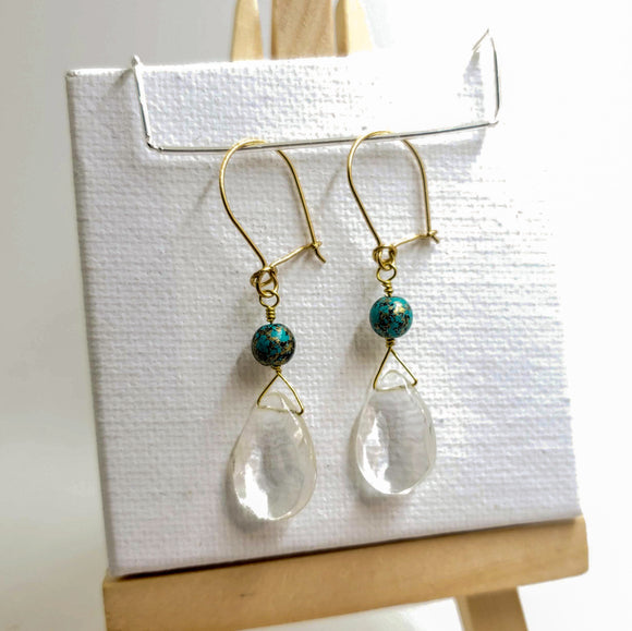 Quartz & Turquoise Drop Earrings