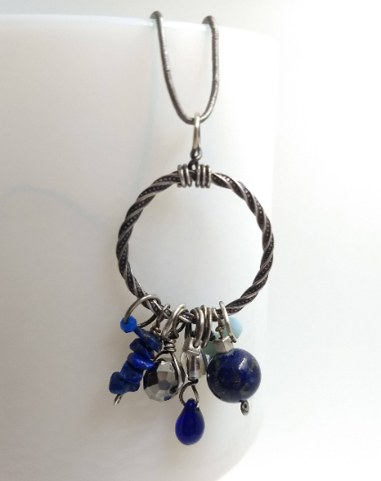 Sterling Silver Lapiz Charm Necklace