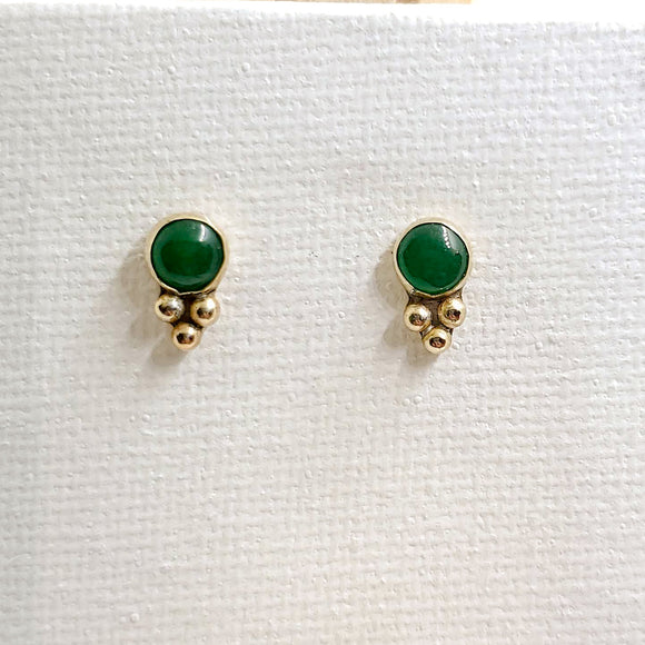 Green Agate Triad Earrings