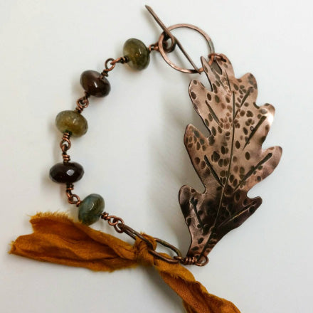 Copper Oak Leaf Bracelet