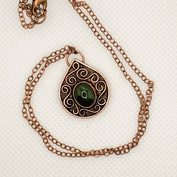 Copper & Jade Twisting Vines Necklace