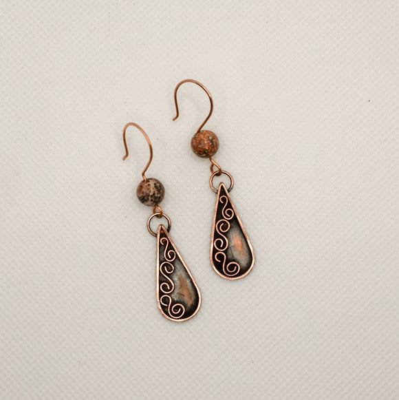 Copper & Jasper Twisting Vines Earrings