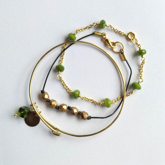 Green & Gold Bracelet Set
