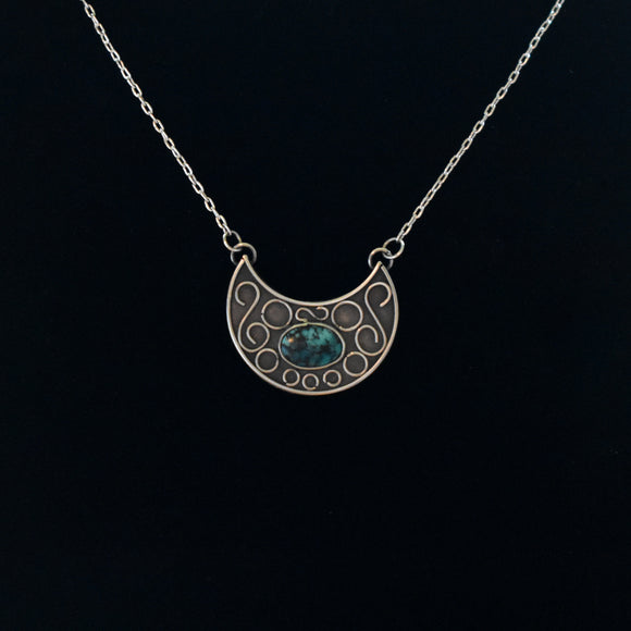 Sterling Silver & Turquoise Crescent Necklace