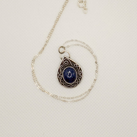 Sterling Silver Lapis Twisting Vines Necklace