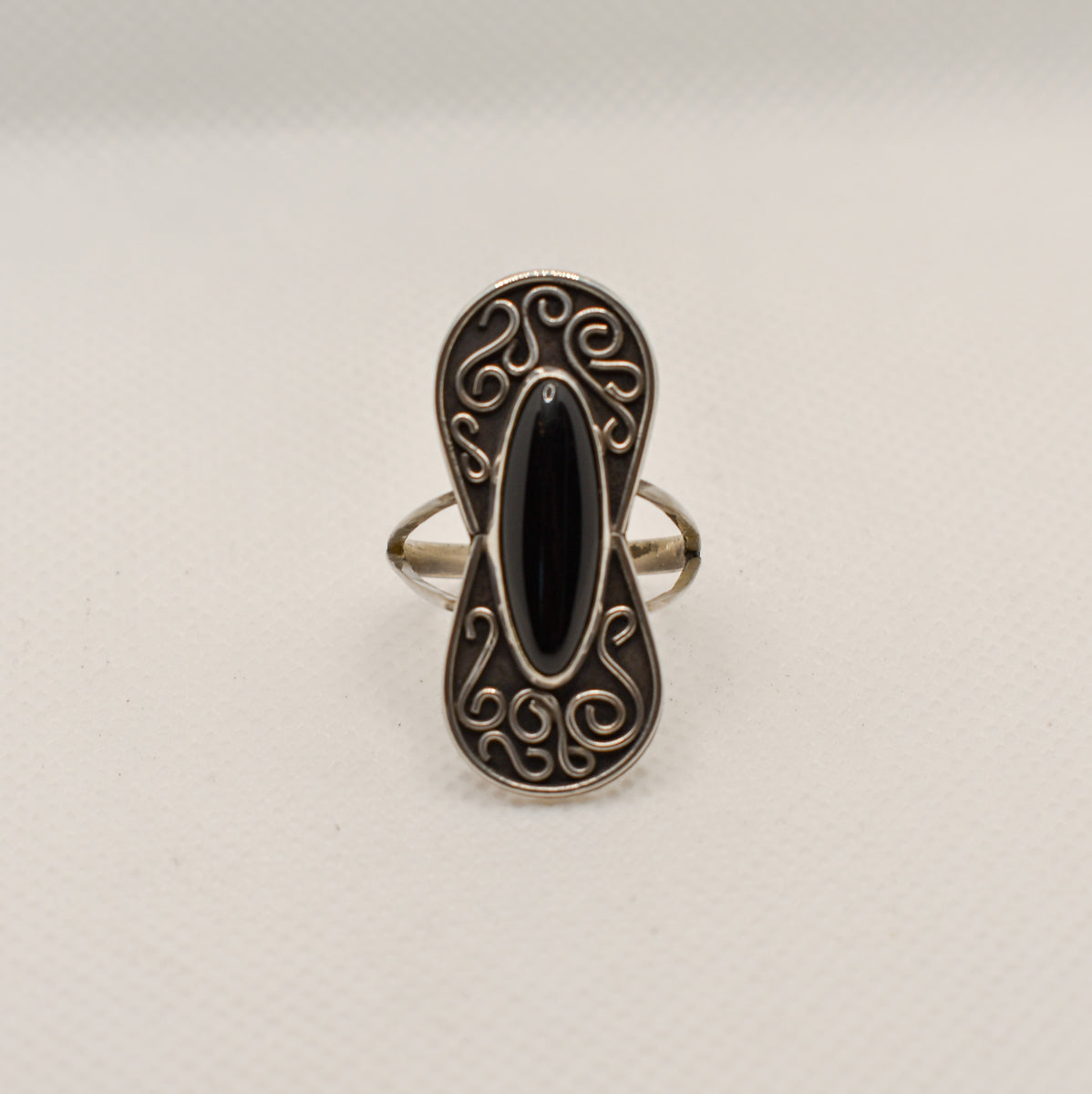 Sterling Silver Onyx Twisting Vines Ring – Windrose Designs