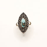 Sterling Silver and Turquoise Twisting Vines Ring