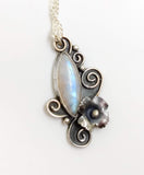 Sterling Silver Moonstone Floral Necklace