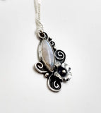 Sterling Silver Moonstone Floral Necklace