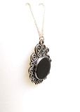 Sterling Silver & Onyx Free Form Pendant