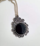 Sterling Silver & Onyx Free Form Pendant