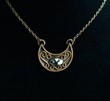 Turquoise Brass Crescent Necklace