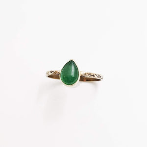 Green Agate Teardrop Stacking Ring