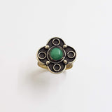 Green Aventurine and Brass Statement Ring