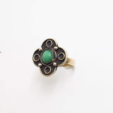 Green Aventurine and Brass Statement Ring