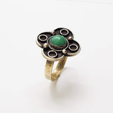 Green Aventurine and Brass Statement Ring