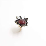 Red Agate and Mother of Pearl Floral Statement Ring