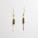 Stiletto Earrings-Brass and Unakite