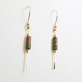 Stiletto Earrings-Brass and Unakite