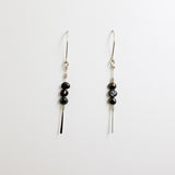 Stiletto Earrings-Black Freshwater Pearl and Sterling Silver