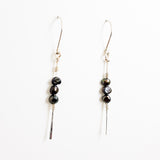 Stiletto Earrings-Black Freshwater Pearl and Sterling Silver