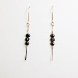 Stiletto Earrings-Black Freshwater Pearl and Sterling Silver