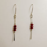 Stiletto Earrings-Red Crystal and Sterling Silver