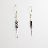 Stiletto Earrings-Deep Blue Crystal and Sterling Silver