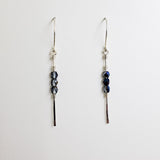 Stiletto Earrings-Deep Blue Crystal and Sterling Silver