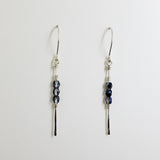 Stiletto Earrings-Deep Blue Crystal and Sterling Silver