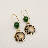 Brass & Aventurine Twisting Vines Earrings