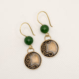 Brass & Aventurine Twisting Vines Earrings