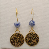 Brass & Sodalite Twisting Vines Earrings