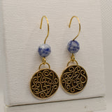 Brass & Sodalite Twisting Vines Earrings