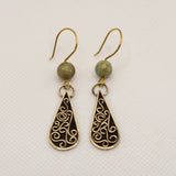 Brass & Impression Jasper Twisting Vines Earrings