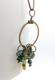 Brass & Shades of Green Charm Necklace