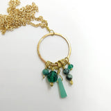 Brass & Jade Charm Necklace