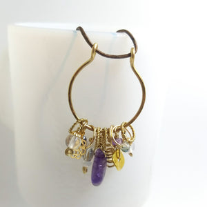 Amethyst & Brass Charm Necklace