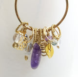 Amethyst & Brass Charm Necklace