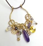 Amethyst & Brass Charm Necklace