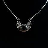 Sterling Silver & Onyx Crescent Necklace