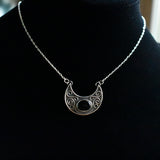 Sterling Silver & Onyx Crescent Necklace