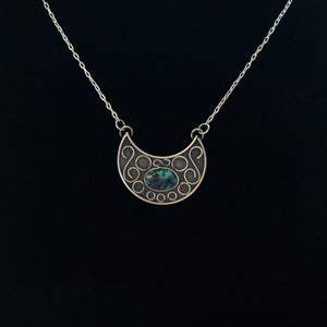 Sterling Silver & Turquoise Crescent Necklace